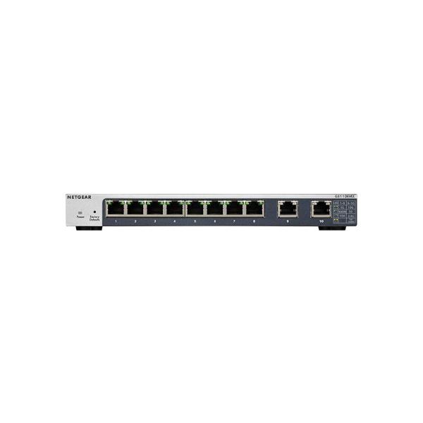 NETGEAR GS110EMX 8-PORT GIGABIT COPPER + 2-PORT MULTI-GIG COPPER PLUS MANAGED DESKTOP SWITCH
